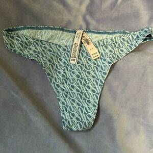 Victoria’s Secret Faded Denim Logo thong panty NWT Size Small